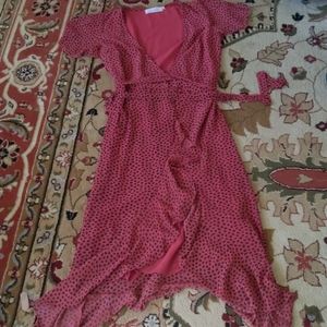 Bacio red and black spotted wrap dress